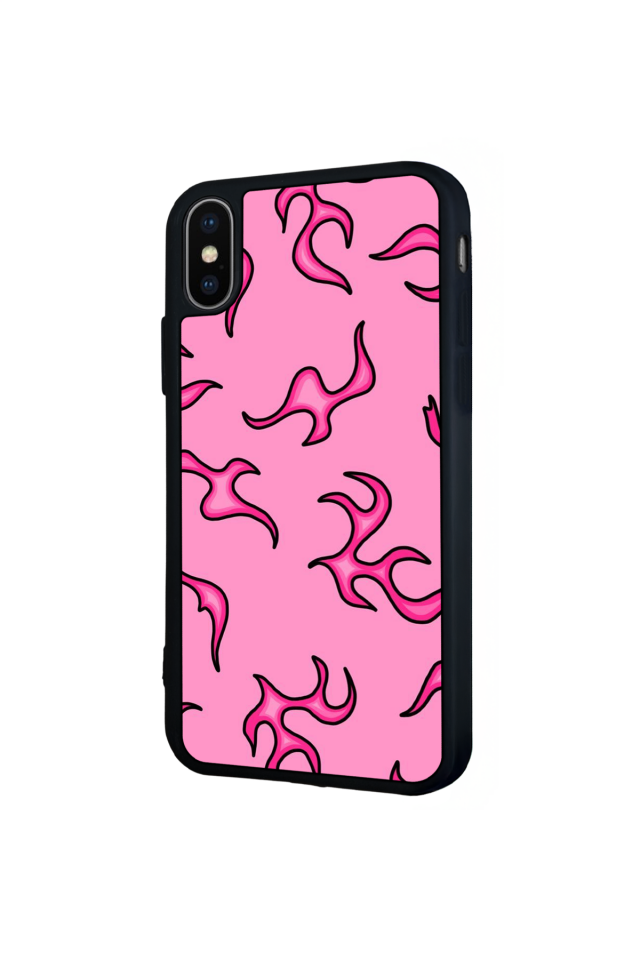 iPhone X/ XS Uyumlu Retro Flame Patterns Tasarımlı Glossy Premium Kılıf