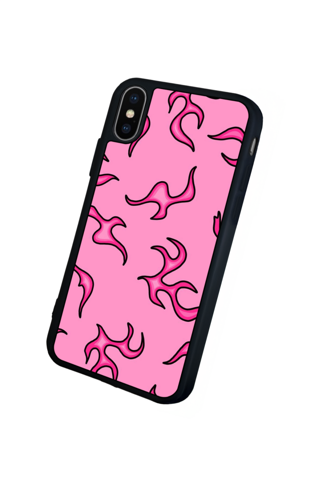 iPhone X/ XS Uyumlu Retro Flame Patterns Tasarımlı Glossy Premium Kılıf