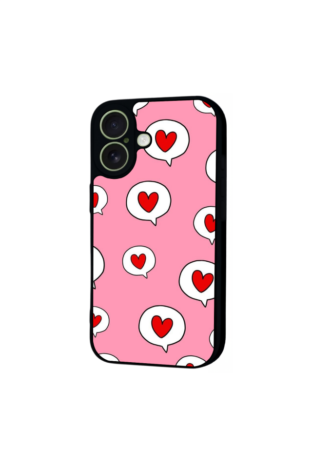 iPhone 17 Uyumlu Kalp Love Tasarımlı Glossy Premium Kılıf