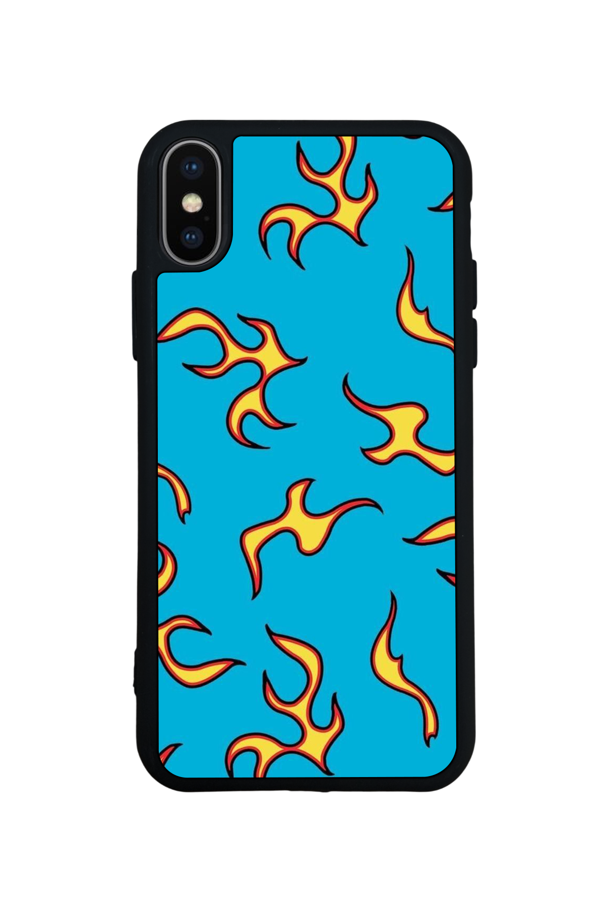 iPhone X/ XS Uyumlu Retro Flame Patterns Tasarımlı Glossy Premium Kılıf