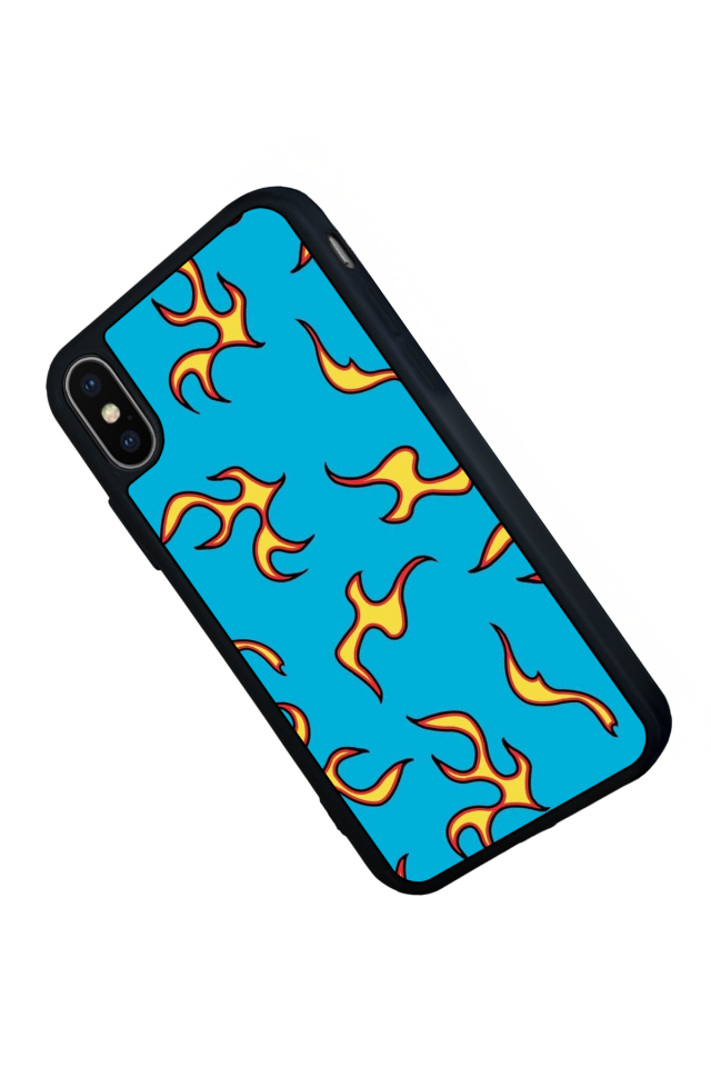 iPhone X/ XS Uyumlu Retro Flame Patterns Tasarımlı Glossy Premium Kılıf