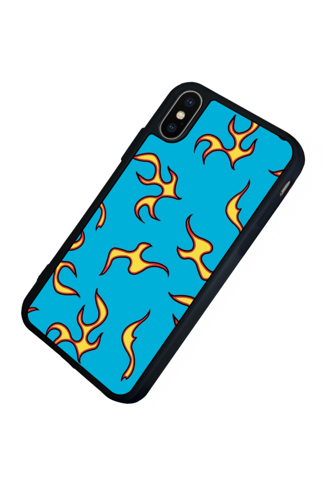 iPhone X/ XS Uyumlu Retro Flame Patterns Tasarımlı Glossy Premium Kılıf