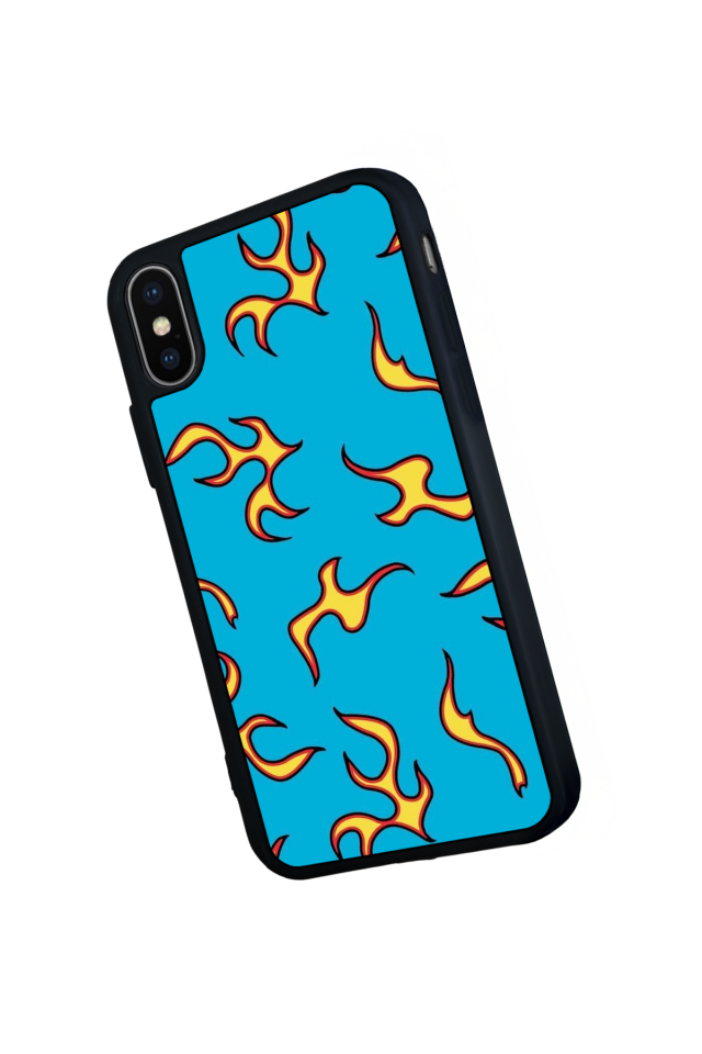 iPhone X/ XS Uyumlu Retro Flame Patterns Tasarımlı Glossy Premium Kılıf