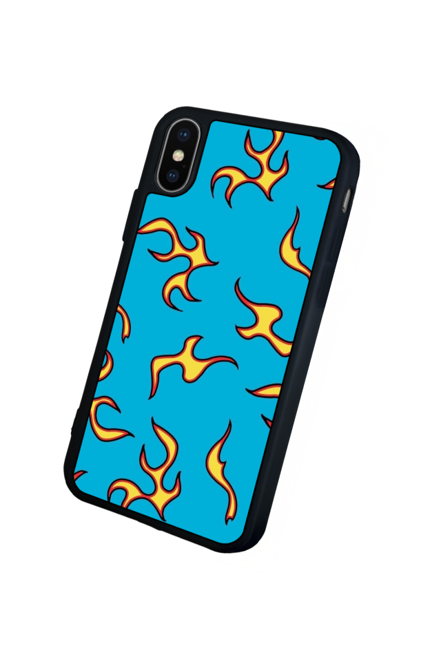 iPhone X/ XS Uyumlu Retro Flame Patterns Tasarımlı Glossy Premium Kılıf
