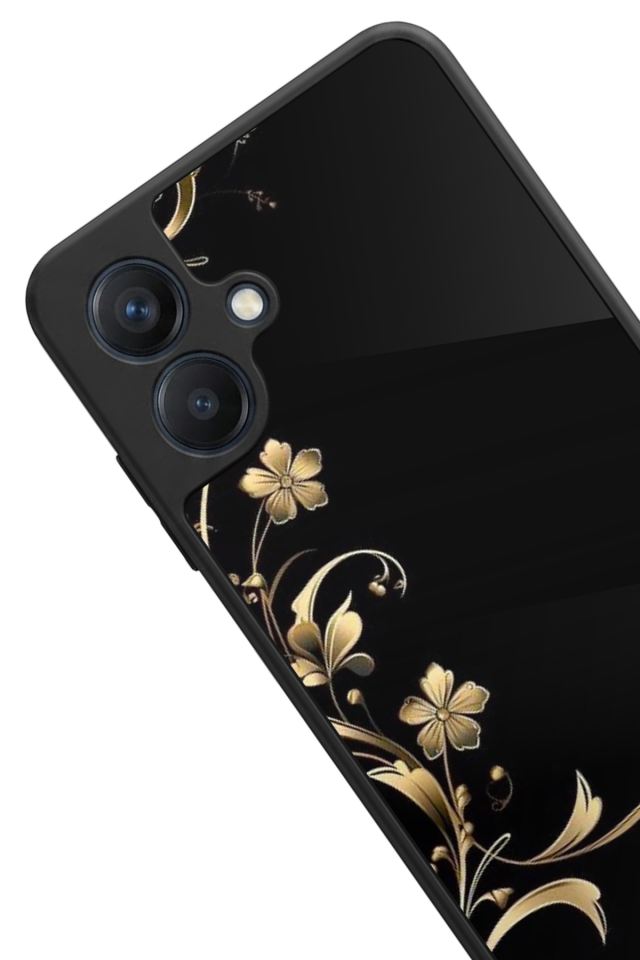 Samsung Galaxy A07 Uyumlu Yaldizli Cicek Tasarımlı Glossy Premium Kılıf