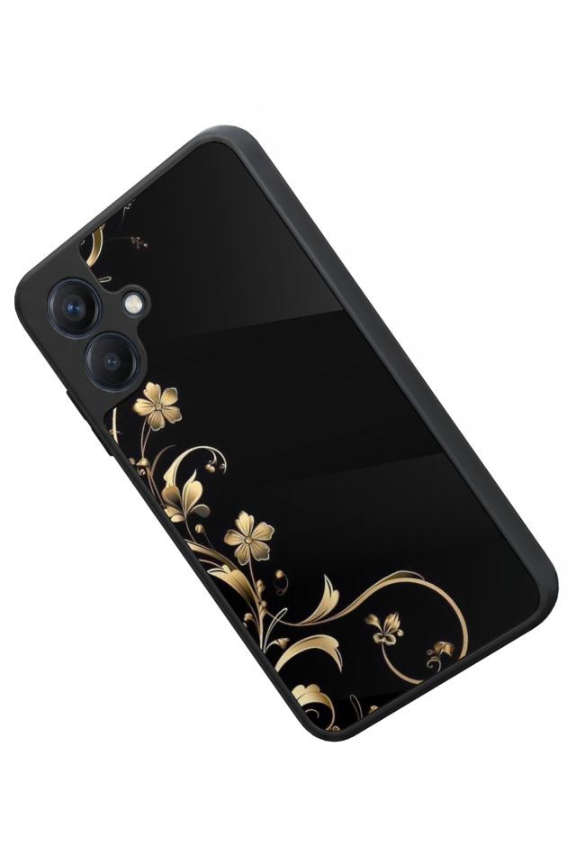 Samsung Galaxy A07 Uyumlu Yaldizli Cicek Tasarımlı Glossy Premium Kılıf