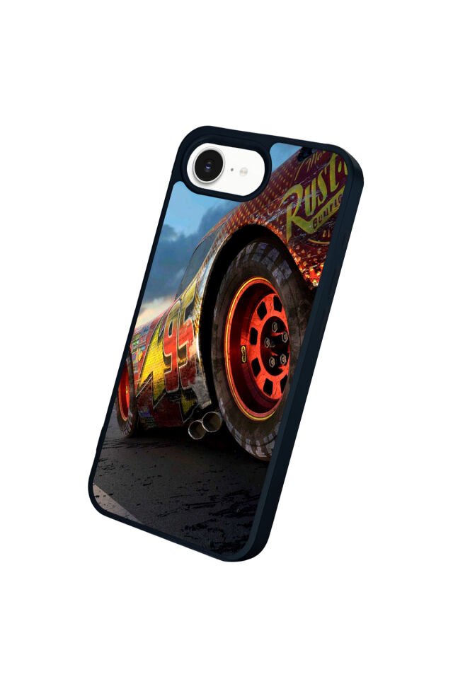 iPhone 16E Uyumlu Şimsek McQueen Tasarımlı Glossy Premium Kılıf