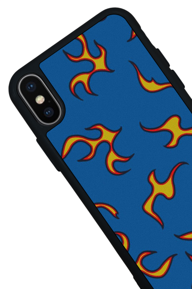 iPhone X/ XS Uyumlu Retro Flame Patterns Tasarımlı Glossy Premium Kılıf