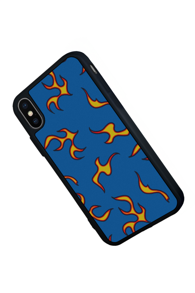 iPhone X/ XS Uyumlu Retro Flame Patterns Tasarımlı Glossy Premium Kılıf