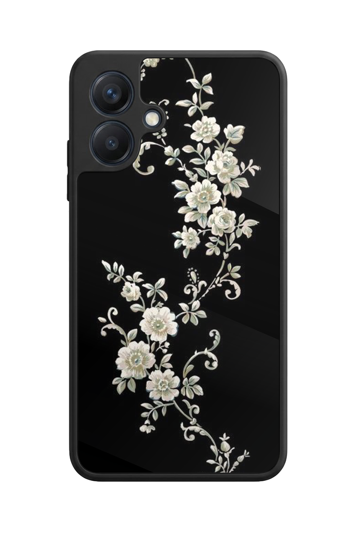 Samsung Galaxy A07 Uyumlu Yaldizli Cicek Tasarımlı Glossy Premium Kılıf