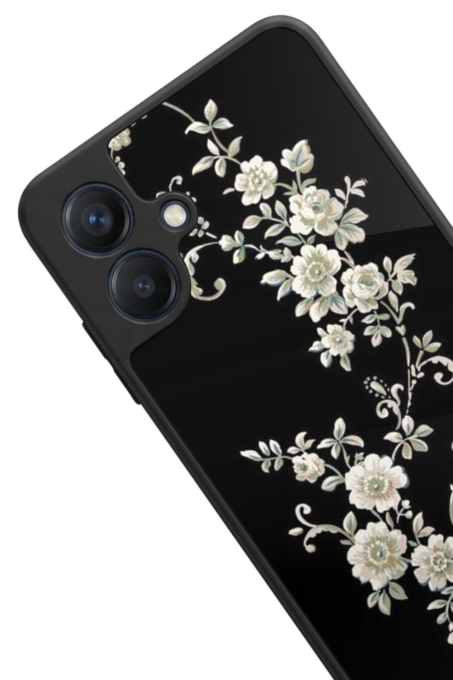 Samsung Galaxy A07 Uyumlu Yaldizli Cicek Tasarımlı Glossy Premium Kılıf