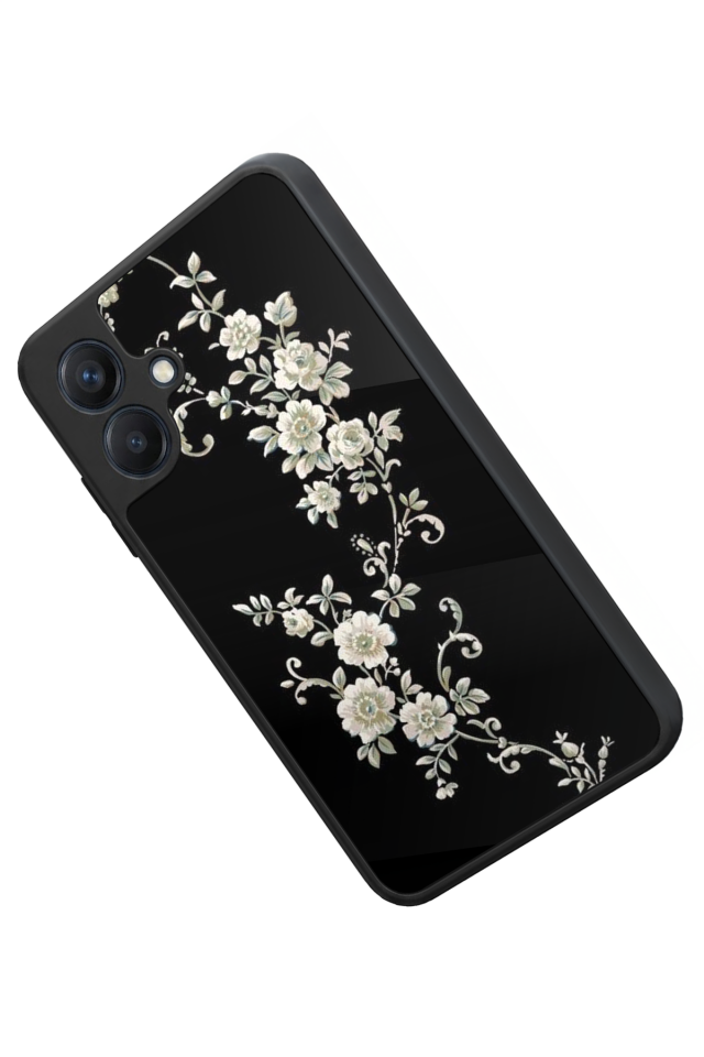 Samsung Galaxy A07 Uyumlu Yaldizli Cicek Tasarımlı Glossy Premium Kılıf