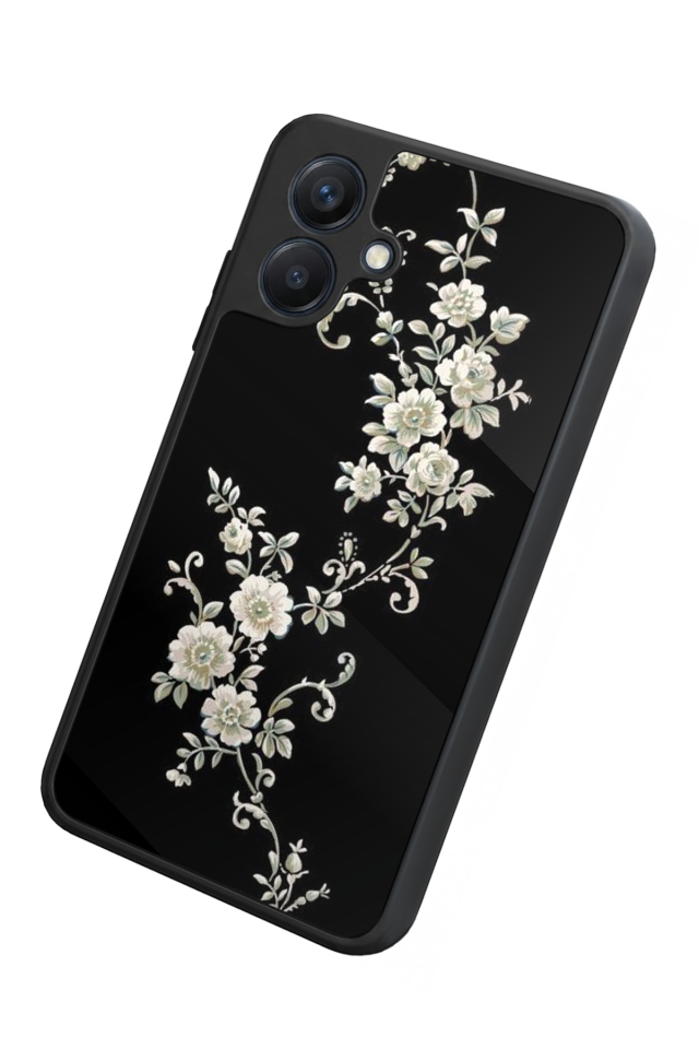 Samsung Galaxy A07 Uyumlu Yaldizli Cicek Tasarımlı Glossy Premium Kılıf