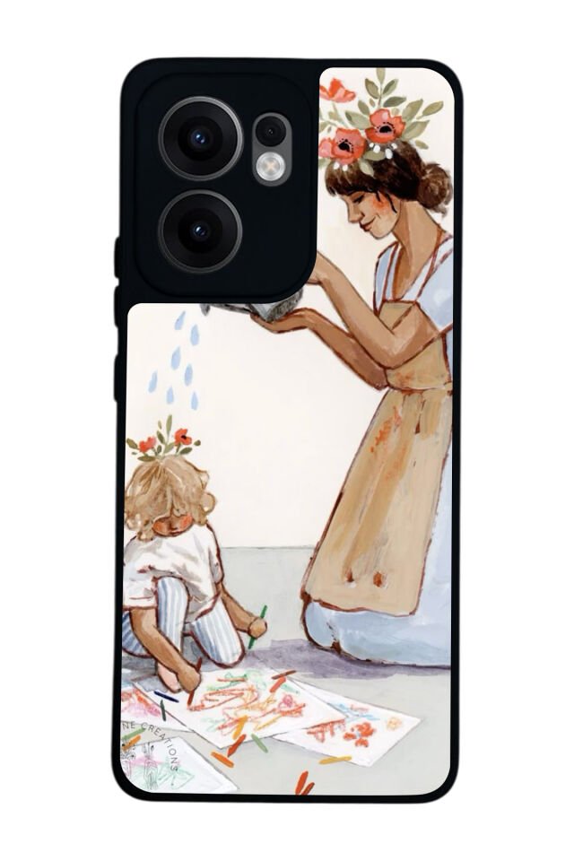 Oppo Reno 13F Uyumlu Kalp Love Tasarımlı Glossy Premium Kılıf