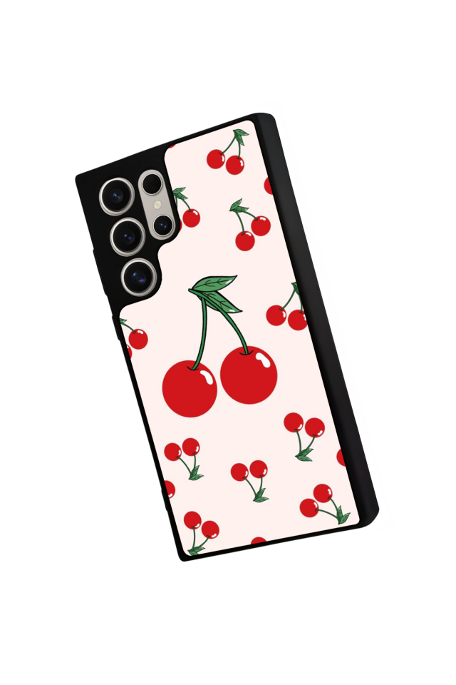 Samsung Galaxy S22 Ultra Uyumlu Kiraz Tasarımlı Glossy Premium Kılıf