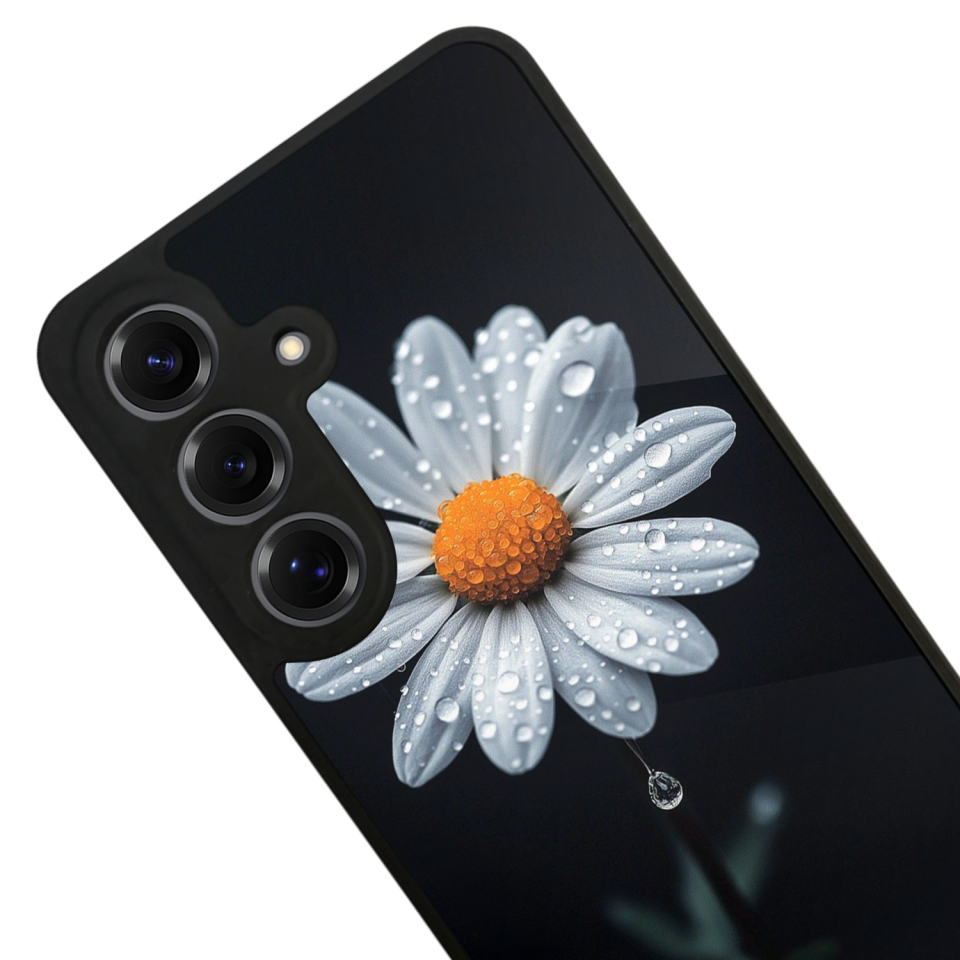 Samsung Galaxy S25 Uyumlu Papatya Tasarımlı Glossy Premium Kılıf