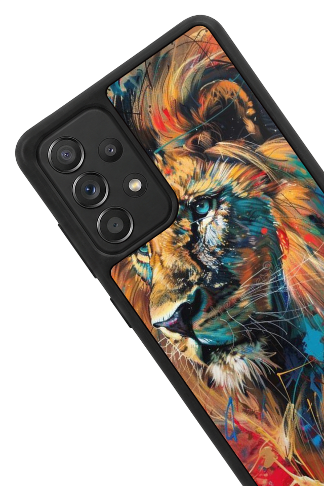 Samsung Galaxy A72 Uyumlu Aslan Tasarımlı Glossy Premium Kılıf