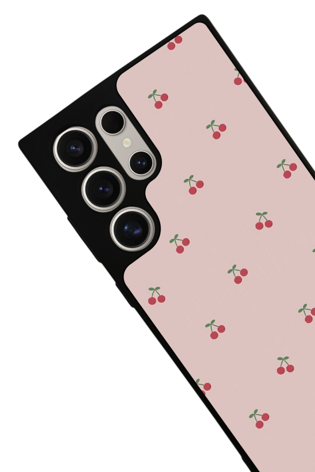 Samsung Galaxy S22 Ultra Uyumlu Kiraz Tasarımlı Glossy Premium Kılıf