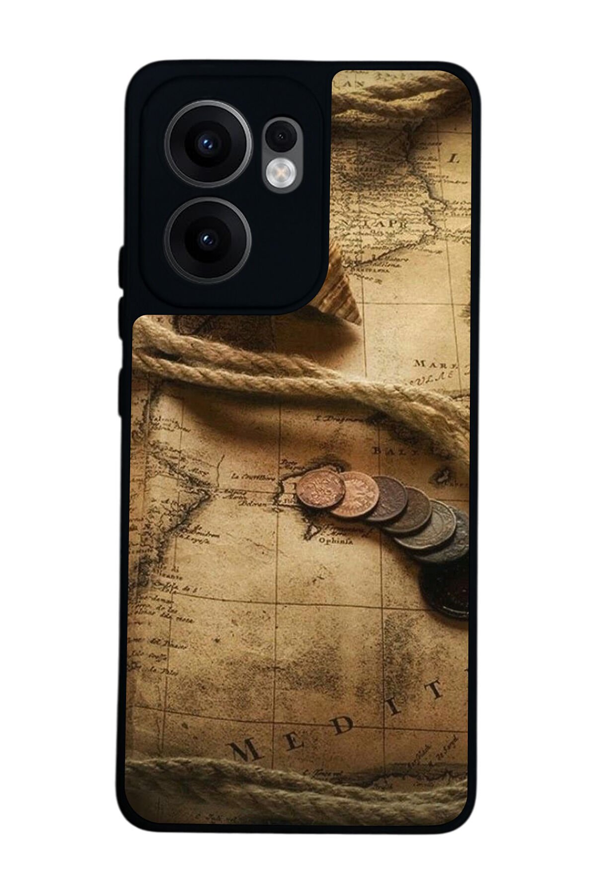 Oppo Reno 13F Uyumlu Pusula Tasarımlı Glossy Premium Kılıf