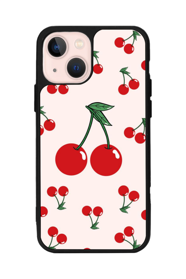 iPhone 14 Plus Uyumlu Kiraz Tasarımlı Glossy Premium Kılıf