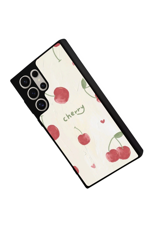 Samsung Galaxy S22 Ultra Uyumlu Kiraz Tasarımlı Glossy Premium Kılıf