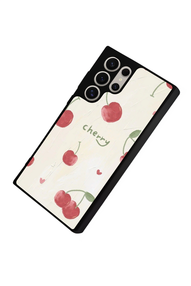 Samsung Galaxy S22 Ultra Uyumlu Kiraz Tasarımlı Glossy Premium Kılıf