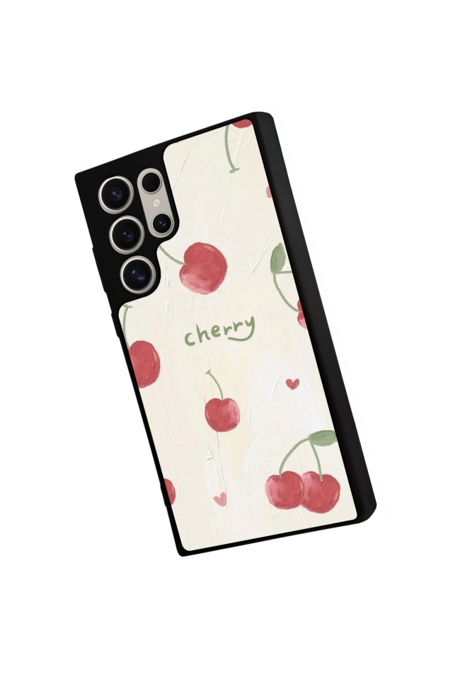 Samsung Galaxy S22 Ultra Uyumlu Kiraz Tasarımlı Glossy Premium Kılıf