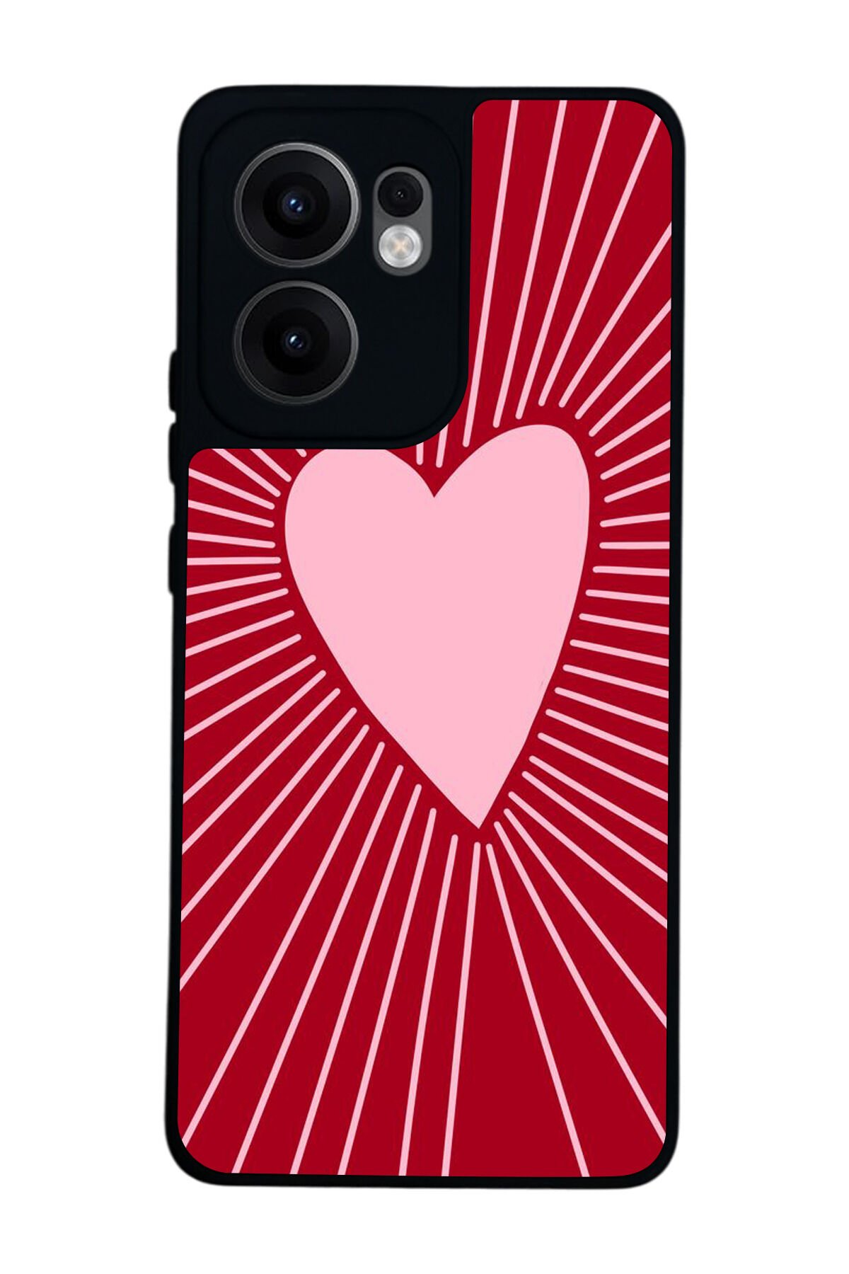 Oppo Reno 13F Uyumlu Kalp Love Tasarımlı Glossy Premium Kılıf