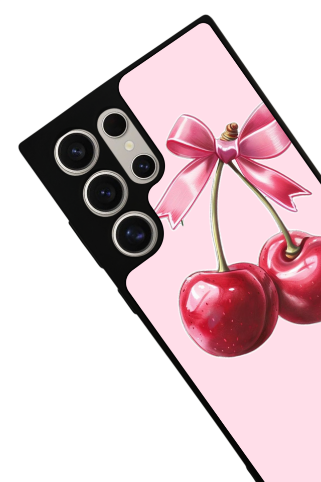 Samsung Galaxy S22 Ultra Uyumlu Kiraz Tasarımlı Glossy Premium Kılıf