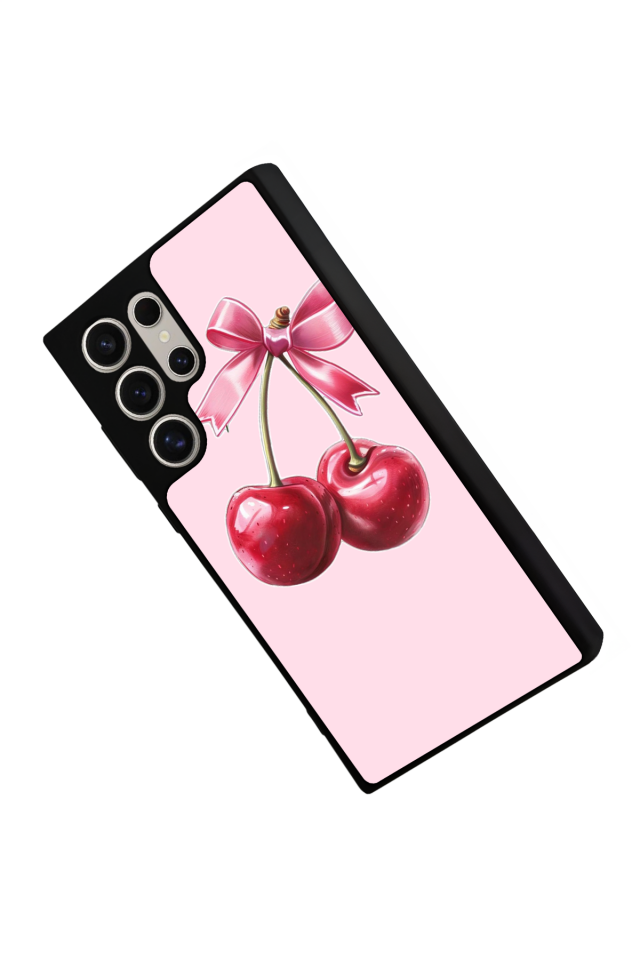 Samsung Galaxy S22 Ultra Uyumlu Kiraz Tasarımlı Glossy Premium Kılıf