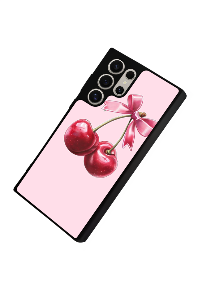 Samsung Galaxy S22 Ultra Uyumlu Kiraz Tasarımlı Glossy Premium Kılıf