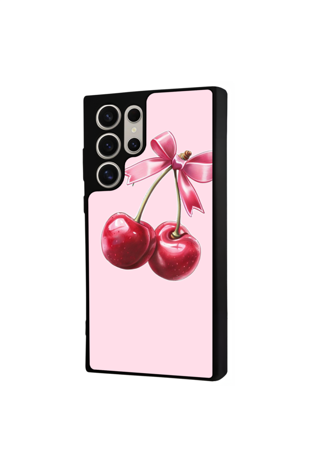 Samsung Galaxy S22 Ultra Uyumlu Kiraz Tasarımlı Glossy Premium Kılıf