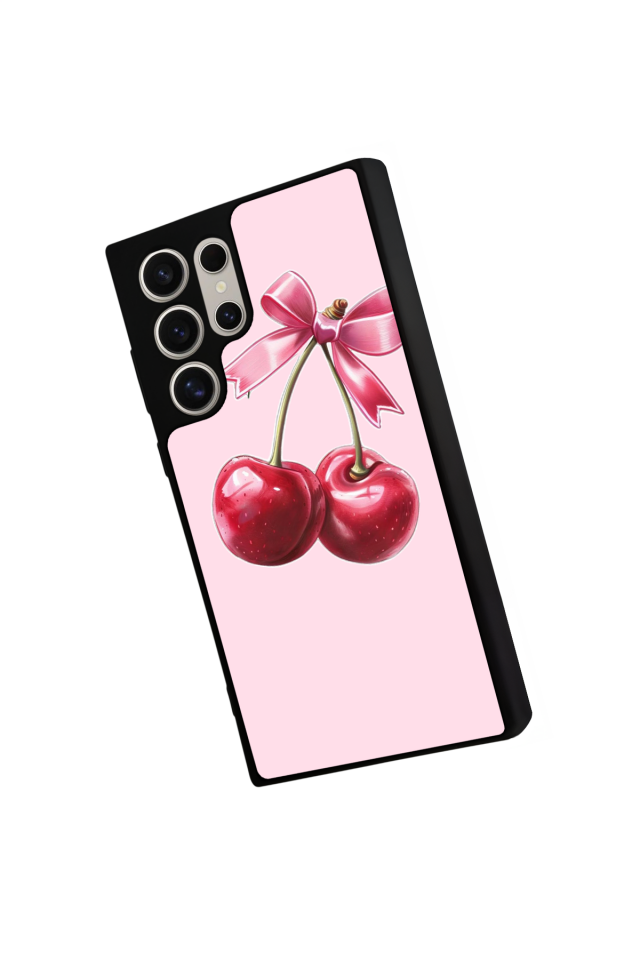 Samsung Galaxy S22 Ultra Uyumlu Kiraz Tasarımlı Glossy Premium Kılıf