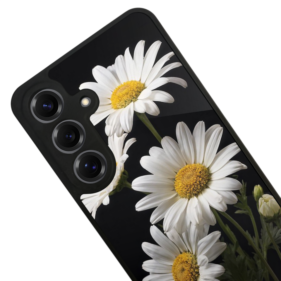 Samsung Galaxy S25 Uyumlu Papatya Tasarımlı Glossy Premium Kılıf