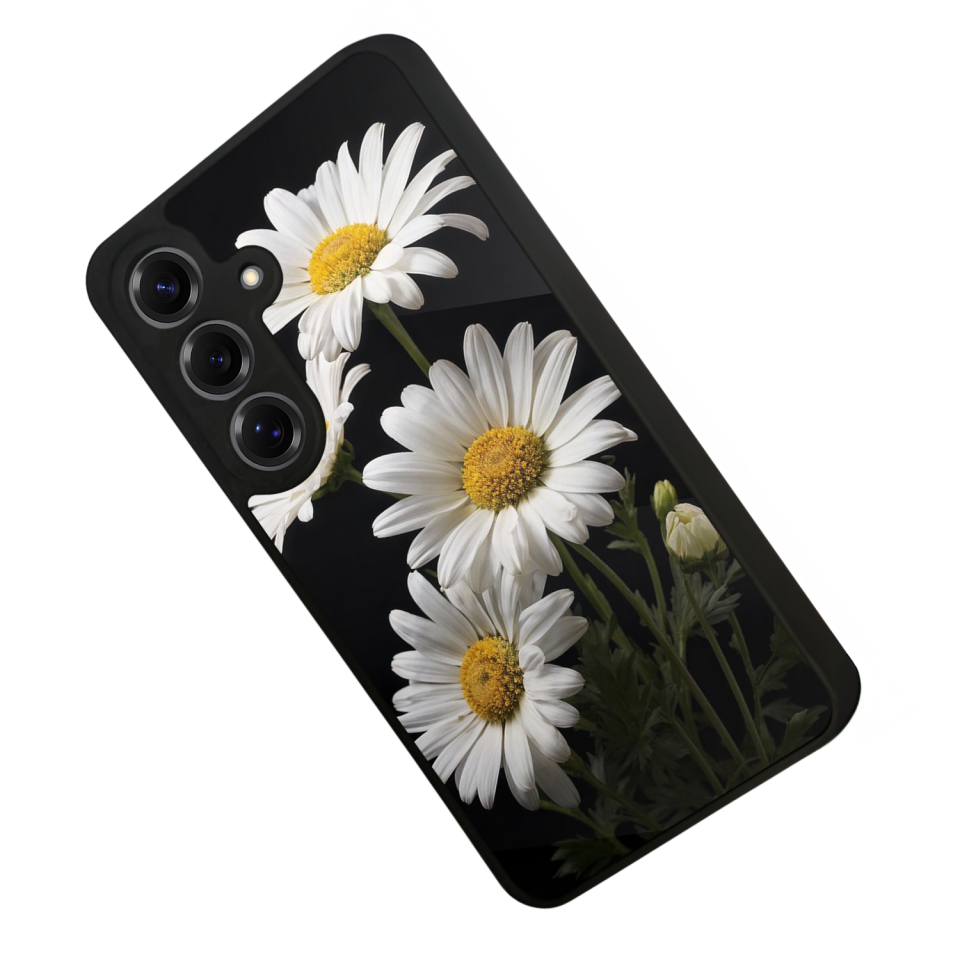 Samsung Galaxy S25 Uyumlu Papatya Tasarımlı Glossy Premium Kılıf
