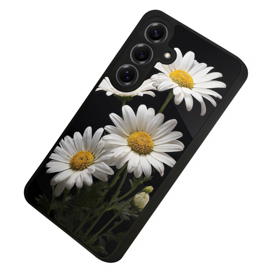 Samsung Galaxy S25 Uyumlu Papatya Tasarımlı Glossy Premium Kılıf