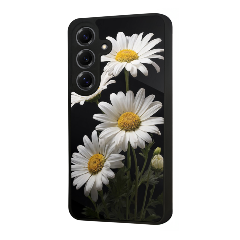 Samsung Galaxy S25 Uyumlu Papatya Tasarımlı Glossy Premium Kılıf