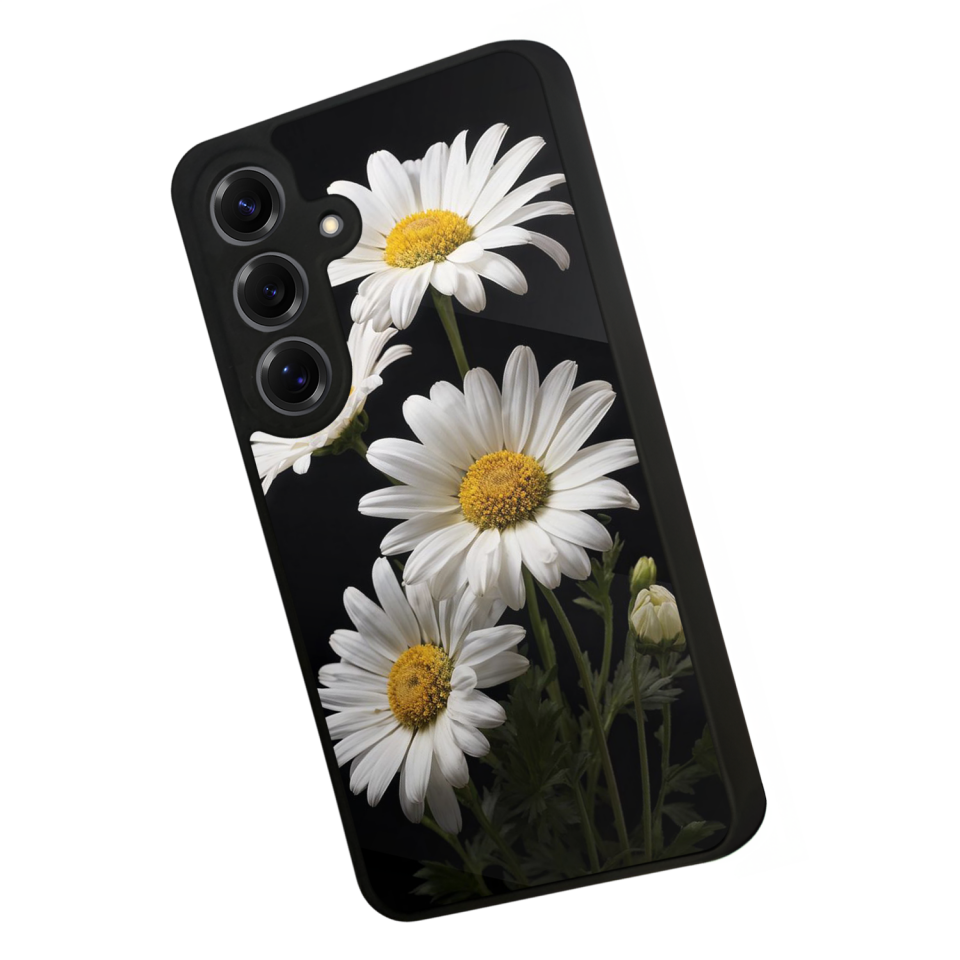 Samsung Galaxy S25 Uyumlu Papatya Tasarımlı Glossy Premium Kılıf