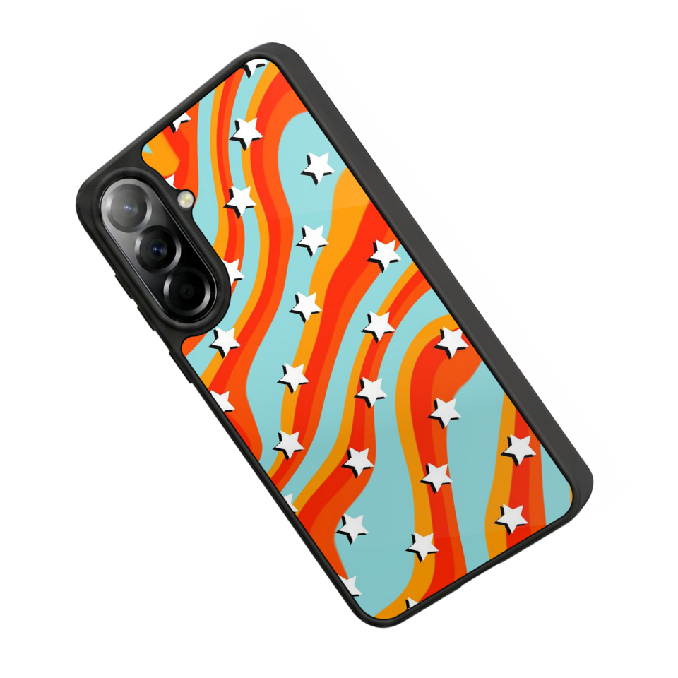 Samsung Galaxy A37 Uyumlu Retro Yildizlar Tasarımlı Glossy Premium Kılıf