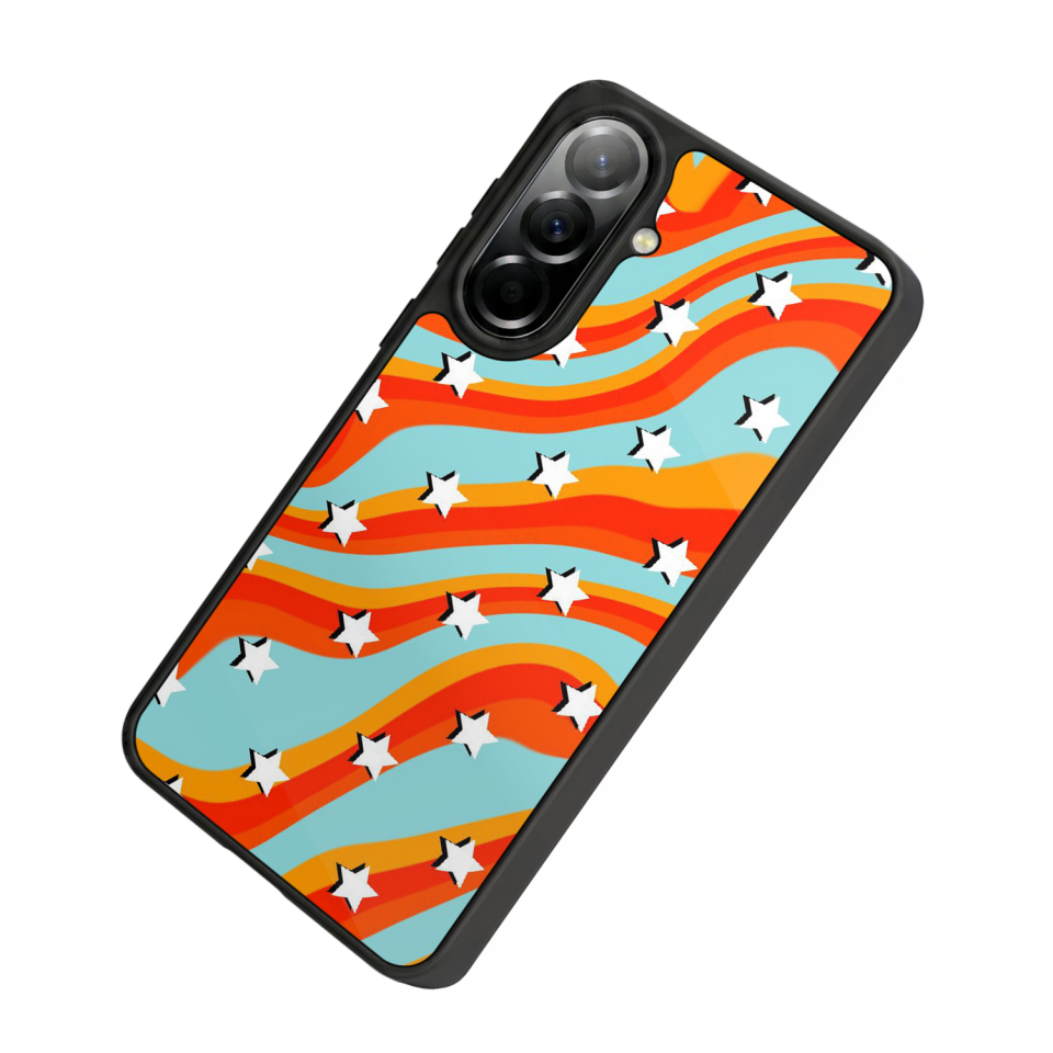 Samsung Galaxy A37 Uyumlu Retro Yildizlar Tasarımlı Glossy Premium Kılıf