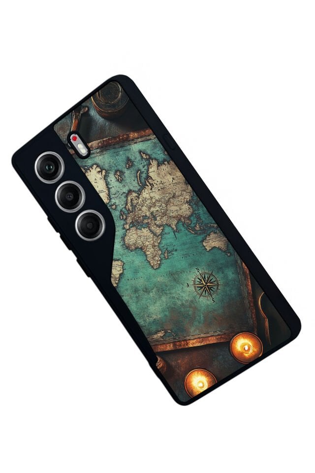 Tecno Camon 40 Uyumlu Harita Tasarımlı Glossy Premium Kılıf