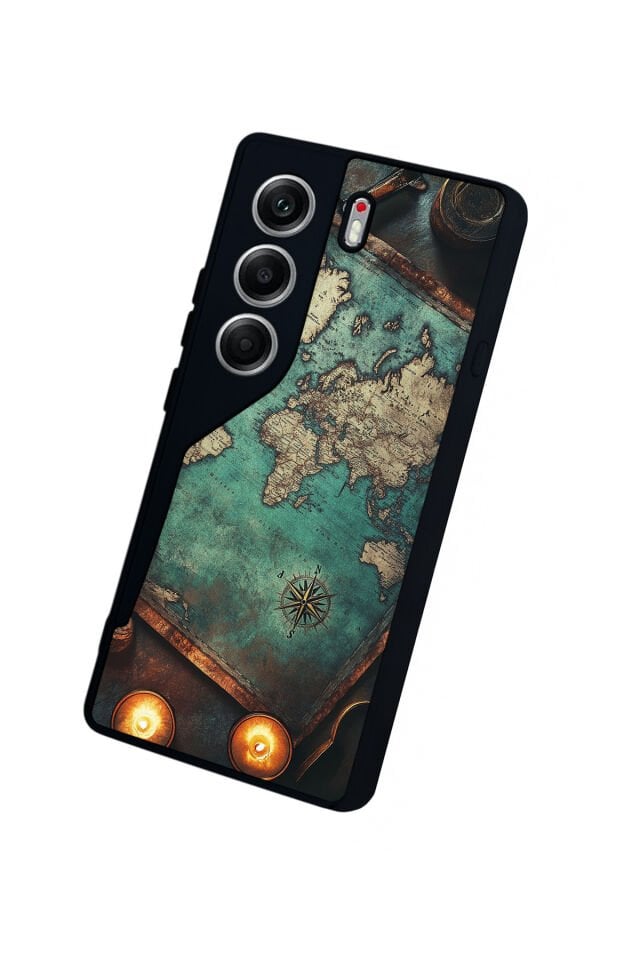Tecno Camon 40 Uyumlu Harita Tasarımlı Glossy Premium Kılıf