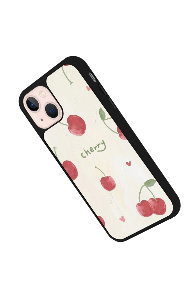 iPhone 14 Plus Uyumlu Kiraz Tasarımlı Glossy Premium Kılıf