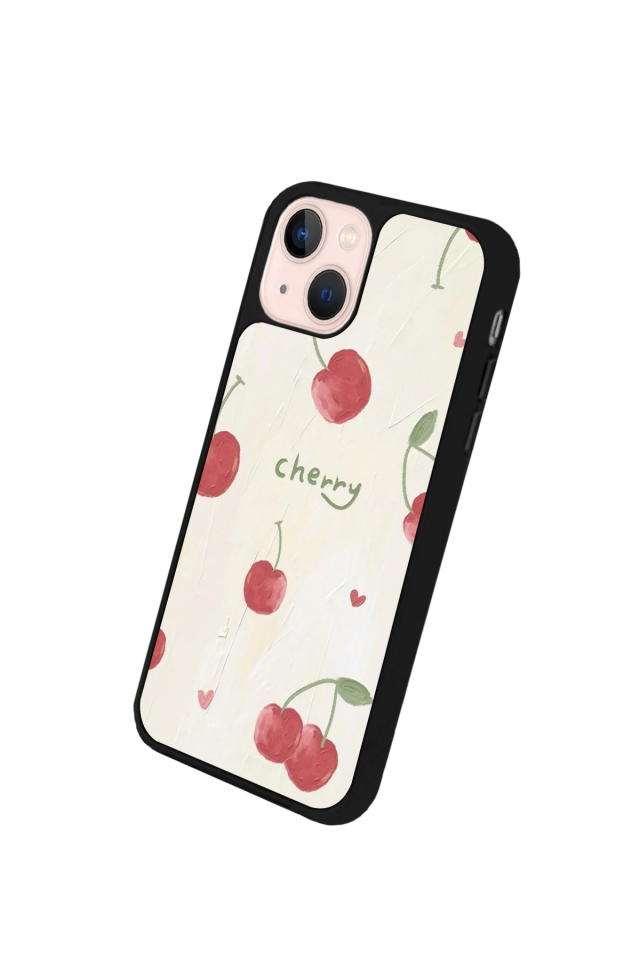 iPhone 14 Plus Uyumlu Kiraz Tasarımlı Glossy Premium Kılıf