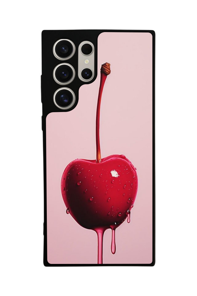 Samsung Galaxy S22 Ultra Uyumlu Kiraz Tasarımlı Glossy Premium Kılıf