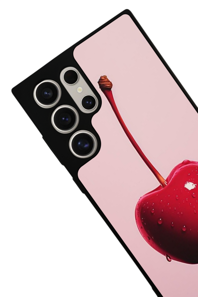 Samsung Galaxy S22 Ultra Uyumlu Kiraz Tasarımlı Glossy Premium Kılıf