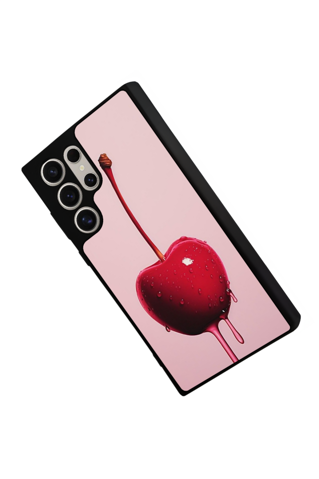 Samsung Galaxy S22 Ultra Uyumlu Kiraz Tasarımlı Glossy Premium Kılıf