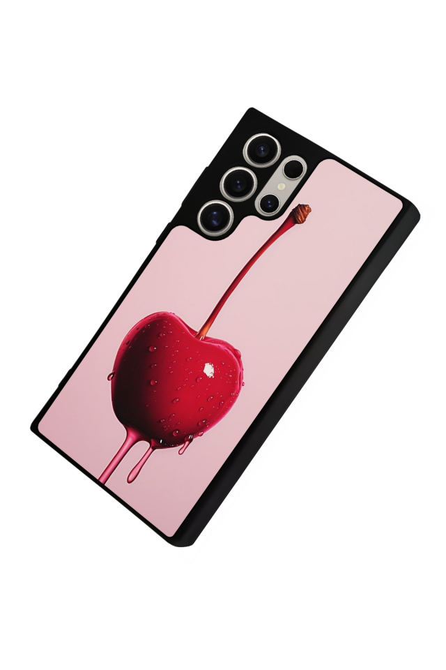 Samsung Galaxy S22 Ultra Uyumlu Kiraz Tasarımlı Glossy Premium Kılıf