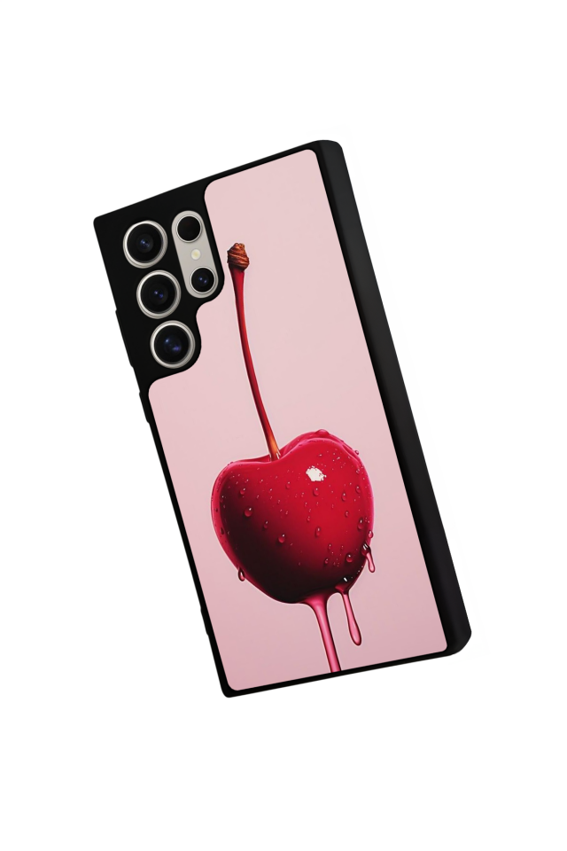 Samsung Galaxy S22 Ultra Uyumlu Kiraz Tasarımlı Glossy Premium Kılıf