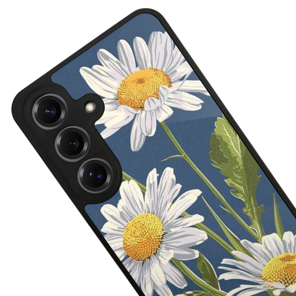 Samsung Galaxy S25 Uyumlu Papatya Tasarımlı Glossy Premium Kılıf